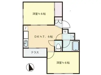 天野マンション(2DK/1階)の間取り写真