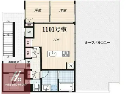 ALZA KITAHORIE(2LDK/11階)の間取り写真