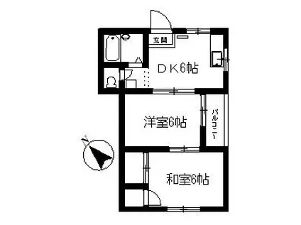 キャッスル増田(2DK/2階)の間取り写真