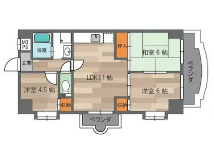 アルデール中野(3LDK/3階)の間取り写真