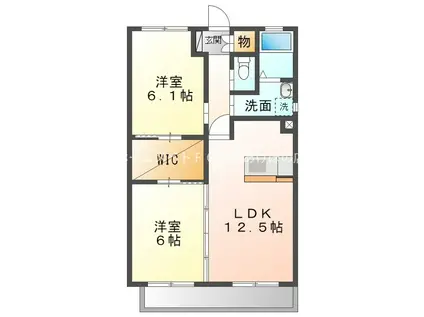 ボヌール(2LDK/2階)の間取り写真