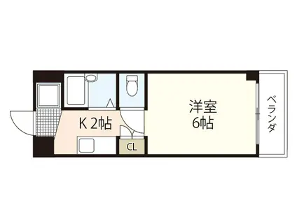 アヴニール古市橋(1K/2階)の間取り写真