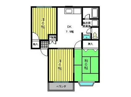 ウィングハイツII(3DK/2階)の間取り写真