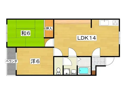 グレイス香里(2LDK/3階)の間取り写真