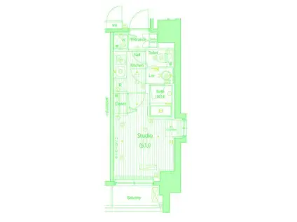 グランド・ガーラ桜木町駅前(1K/11階)の間取り写真