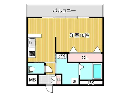 ベージョフロレスタ松崎町(1K/6階)の間取り写真