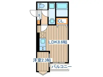 R-SMART福田町駅(1LDK/3階)の間取り写真