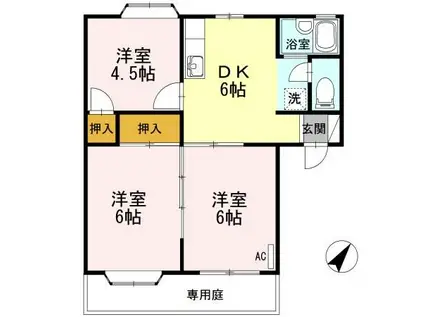 グランヴィル小畑 B(3DK/1階)の間取り写真