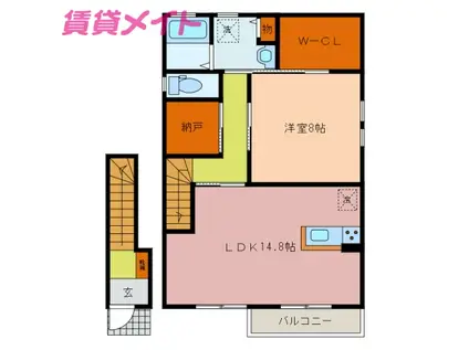 アーシャイル・クロエ(1LDK/2階)の間取り写真