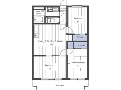 パレス梨花(3LDK/2階)の間取り写真
