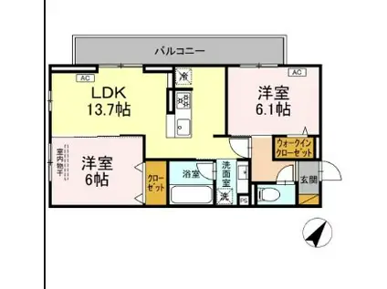 トリシア(2LDK/2階)の間取り写真