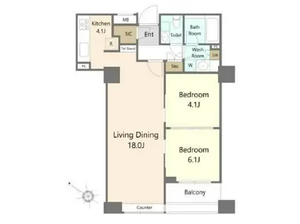 ガレリアグランデ(1SLDK/6階)の間取り写真