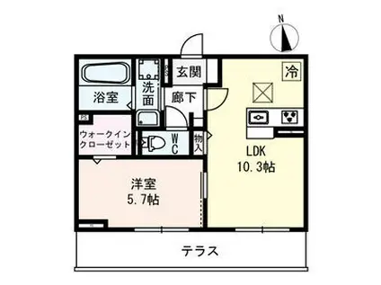 D-ROOM名駅B棟(1LDK/2階)の間取り写真