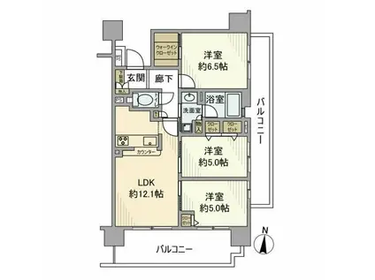 クリオ文京本駒込(3LDK/13階)の間取り写真