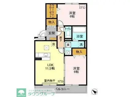 グランドソレイユB(2LDK/2階)の間取り写真