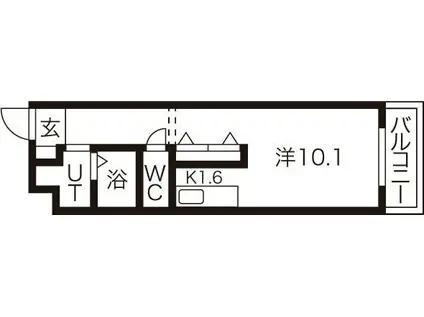 ピアッツァII(1K/4階)の間取り写真