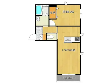 トランクィルカーム(1LDK/2階)の間取り写真