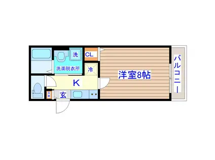 OUTRIGGER六十人町(1K/2階)の間取り写真