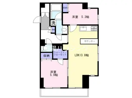  吉祥寺・オリーブの庭 西棟(2LDK/5階)の間取り写真