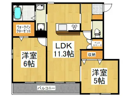 フォレスト24(2LDK/1階)の間取り写真