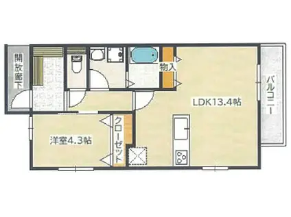 アーデル美鈴園(1LDK/1階)の間取り写真