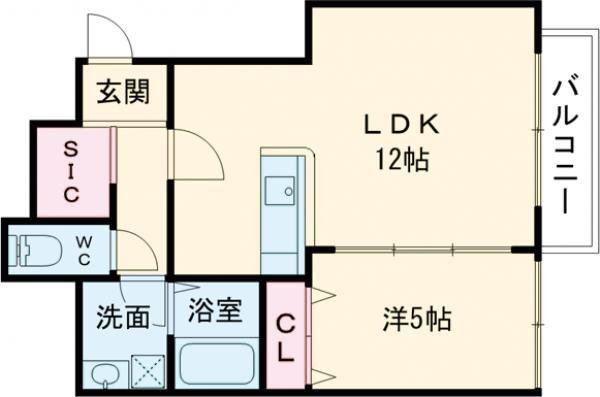 ハウスモメゾン大浜 A(1LDK/2階)の間取り写真