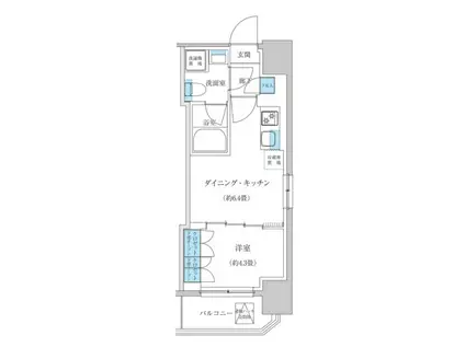 レジディア蒲田プレイス(1DK/8階)の間取り写真