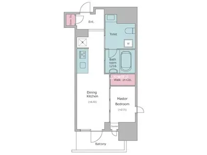 クロスレジデンス神田神保町(1DK/11階)の間取り写真