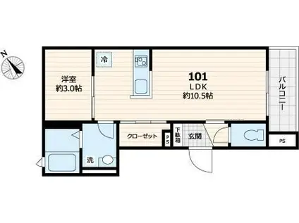 レジデンス西尾久(1LDK/1階)の間取り写真