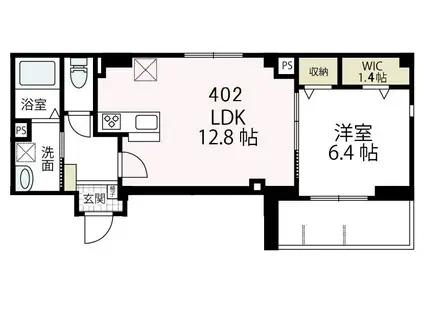 ビューノMIO(1LDK/4階)の間取り写真