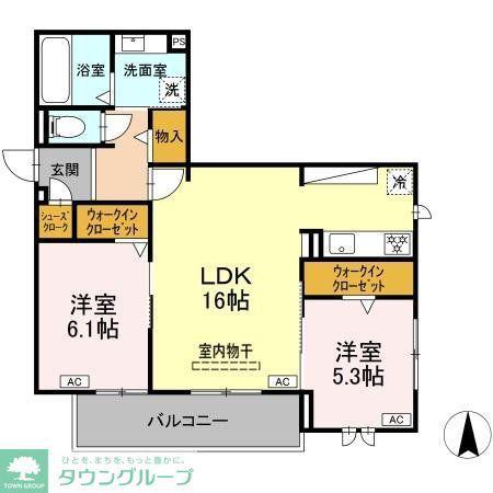 江向PARK(2LDK/2階)の間取り写真