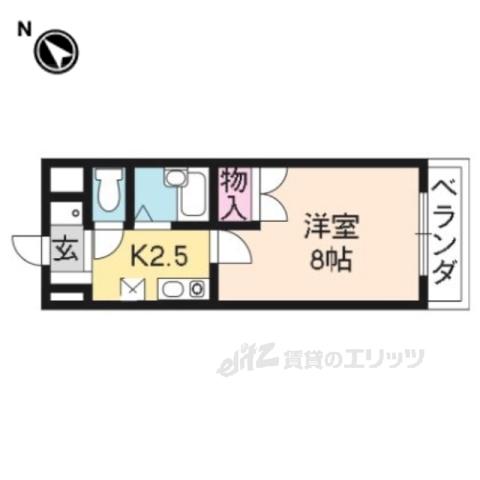 ラルース2(1K/1階)の間取り写真