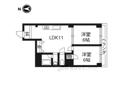二条晴明ビル(2LDK/5階)の間取り写真