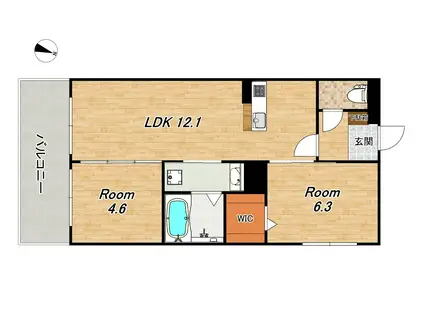 リバティスクエア楓(2LDK/1階)の間取り写真