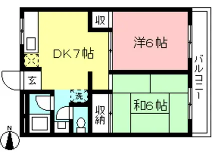 アムール桜ヶ丘(2DK/3階)の間取り写真