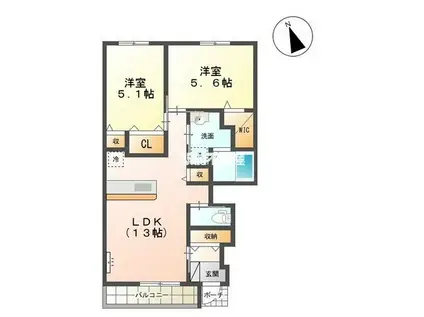 ジャスティス悠(2LDK/1階)の間取り写真