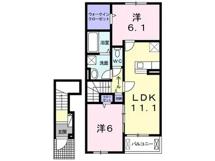 ブリエ・ヴィータII(2LDK/2階)の間取り写真