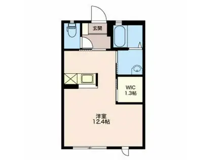 リバースB棟(ワンルーム/2階)の間取り写真