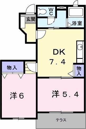 エクセレント・ヴィラC(2DK/1階)の間取り写真