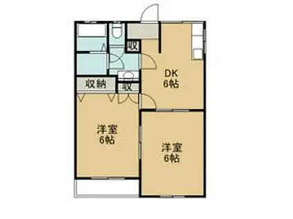 ルナハイツI 203(2DK/2階)の間取り写真