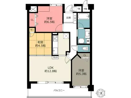 ファミール高槻北園町(3LDK/2階)の間取り写真