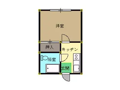 ヴィラ鯉池(1K/1階)の間取り写真