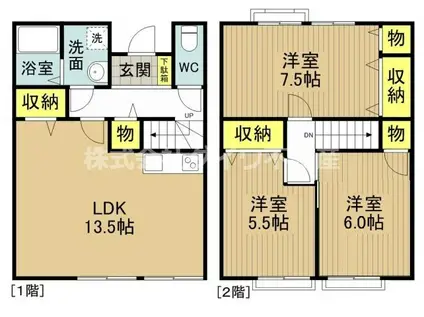 アトリオ石神(3LDK/1階)の間取り写真