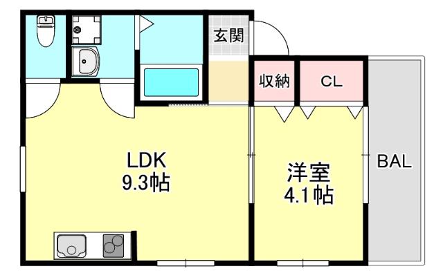 アムール畑原通(1LDK/1階)の間取り写真