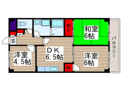 エステイト(3DK/1階)の間取り写真