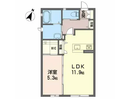 シャーメゾン・フルール(1LDK/1階)の間取り写真