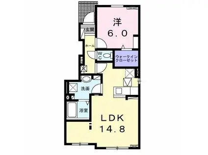 ヴィラ プラシードB(1LDK/1階)の間取り写真