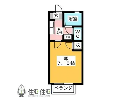 サンヒルズ黒笹いずみ(1K/2階)の間取り写真