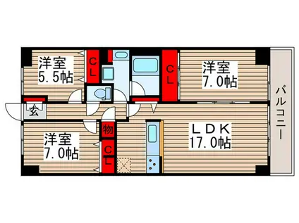 モアクレスト船橋三咲(3LDK/2階)の間取り写真