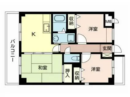 フレミール上マンションII(3K/1階)の間取り写真